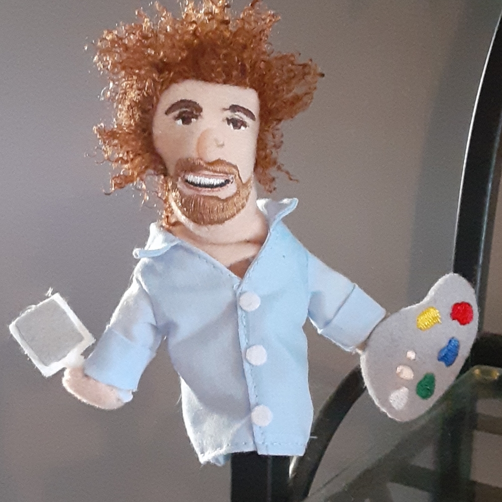 Bob Ross artist finger puppet
